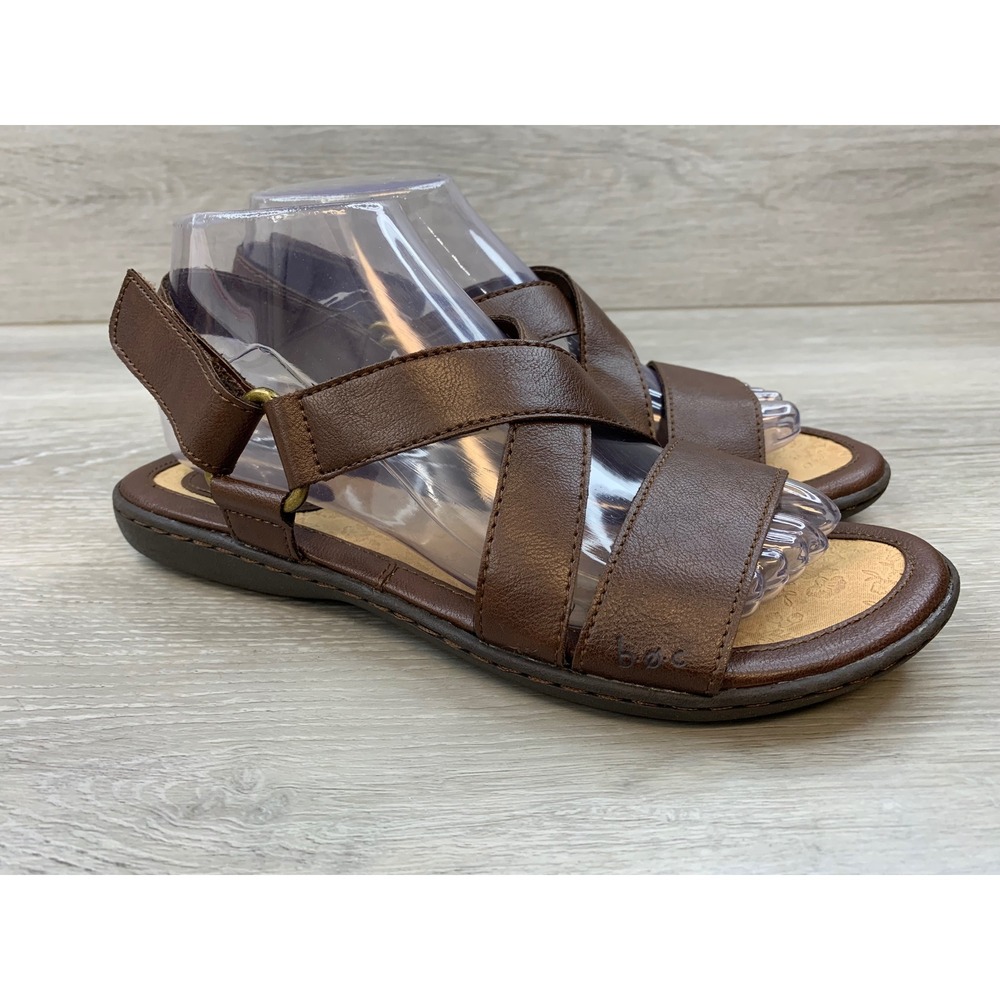 Born Concept Women's Brown Strappy Slingback Flat Sandals 8 Comfort Shoes